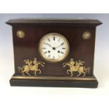 A Rollin of Paris Neoclassical mantle clock, the pylon-form mahogany case decorated with applied