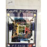 A Zinidine Zidane autograph together with a France 1998 World Cup poster