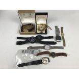 Vintage wristwatches including a gentleman's Mappin and Webb silver-gilt wristwatch, with quartz