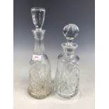 Two crystal spirit decanters