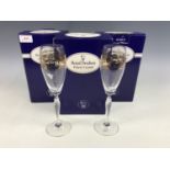 Six boxed Royal Doulton cut glass flute glasses