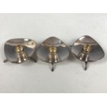 Three 1950s Carl M Cohr, Atla, Denmark electroplate candle holders