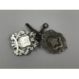 Two Victorian silver watch chain fob medallions