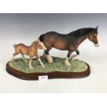 A boxed Border Fine Arts figurine Clydesdale Mare and Foal, JH11