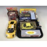 Sundry model cars including a 1/18th scale Murcielago and a VW beetle etc