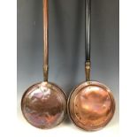 Two Victorian copper bed warmers