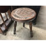 A Victorian chip-carved stool