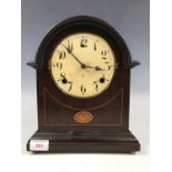 A late 19th century Gilbert Clock Company USA inlaid mahogany mantel clock (a/f)