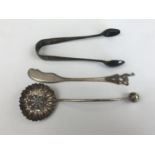 Items of Victorian and later silver, including an Edwardian silver dredging spoon, a pair of