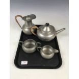 A 1920s "Unity" Arts and Crafts pewter tea set