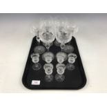 A set of six Edinburgh crystal thistle-form glasses together with a set of six Stuart crystal hock