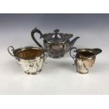 A Roberts and Belk three-piece electroplate tea set