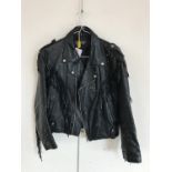 [Autographs] A fringed leather motorcycle jacket signed by Ronnie James Dio of Black Sabbath /
