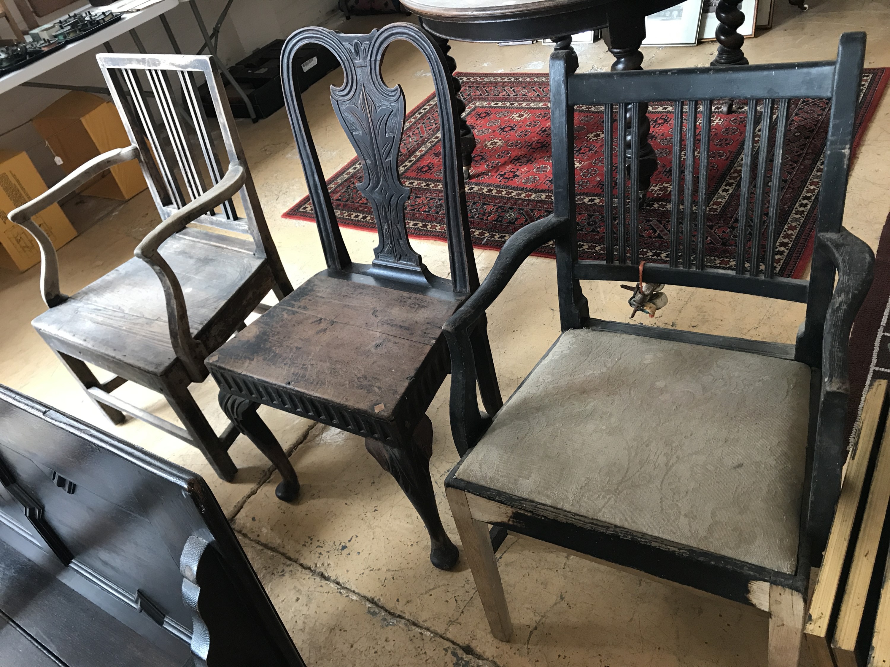 Three 18th century dining chairs
