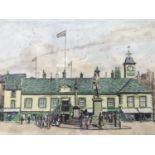 After Joseph Simpson (1879-1939) Town Hall, Carlisle, lithograph, framed and mounted under glass, 17