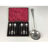 A cased set of Cooper Brothers electroplate spoons and tongs together with an electroplate