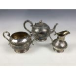 A late 19th century electroplate three-piece tea set