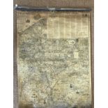 A Great War wall hanging "trench" map entitled The British Empire at Bay on the Western Front