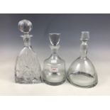 Three contemporary spirit decanters