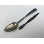 A silver bookmark by Crisford & Norris together with a Scottish silver spoon