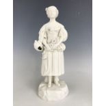 A Minton Parian figurine, modelled in the form of a young maiden gathering blossoms, incised marks