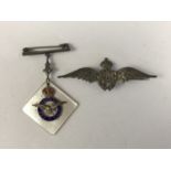 A Second World War RAF white metal sweetheart brooch, stamped Sterling Silver / CH, (possibly
