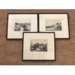 George Houston (Scottish, 1869-1947) Three uniformly framed etchings comprising Mossgiel, Brig o'