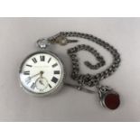 A Victorian silver-cased pocket watch by Harris & Sons of London and Manchester, together with a