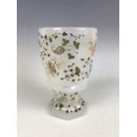 A 19th Century enamelled craquelure glass goblet, having a facet cut base, hand-decorated and gilded