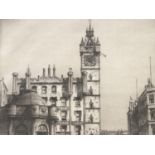 Alexander P Thompson (Scottish, 1817-1875) Trongate / Glasgow Cross, etching, pencil signed to the