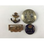 A Great War Arras "tank" sweetheart brooch, a Gordon Highlanders sweetheart brooch, a small palid-