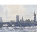 Karl Hagedon (1889-1969) Westminster, 1966, view across the Thames looking towards Westminster