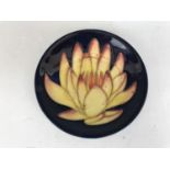 A small Moorcroft lotus pattern dish, circa 2001, 12 cm