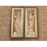 A pair of Arts and Crafts embroidered panels depicting the personification of the arts as Neo-
