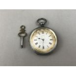 A Victorian lady's silver-cased fob watch, having a key-wound lever movement, a silvered face with