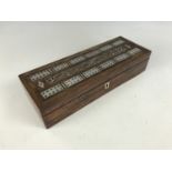 A William IV mother-of-pearl-inlaid rosewood cribbage box, 29 x 11 x 6 cm