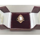 A vintage 9ct gold and cameo dress ring, carved with the profile of a young lady, rub set to the