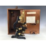 An inter-War Watson Bactil compound monocular microscope, number 51452, cased