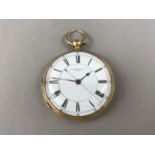 An 18ct gold cased open-faced chronograph pocket watch by Charles J. Hill of London, having white