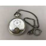 A 1920s Hebdomas open-faced pocket watch, having crown-wound movement, white enamelled face and