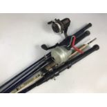 Sundry fishing rods and reels