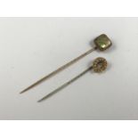 Two Victorian yellow-metal stick pins