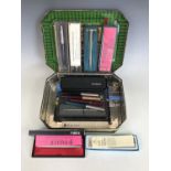 A quantity of vintage Parker fountain pens etc