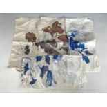 Four vintage Thai silk batik cushion covers by designer Jim Thompson