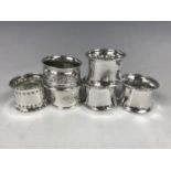 Six silver napkin rings