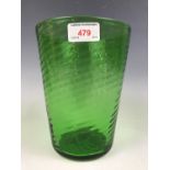 A 1920s free-blown green glass vase