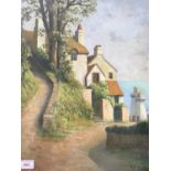 G*** A*** Felters (19th Century) Sunny view of a cottage beside the coast, oil on canvas, framed