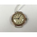 A 9ct gold cased Record wristlet watch