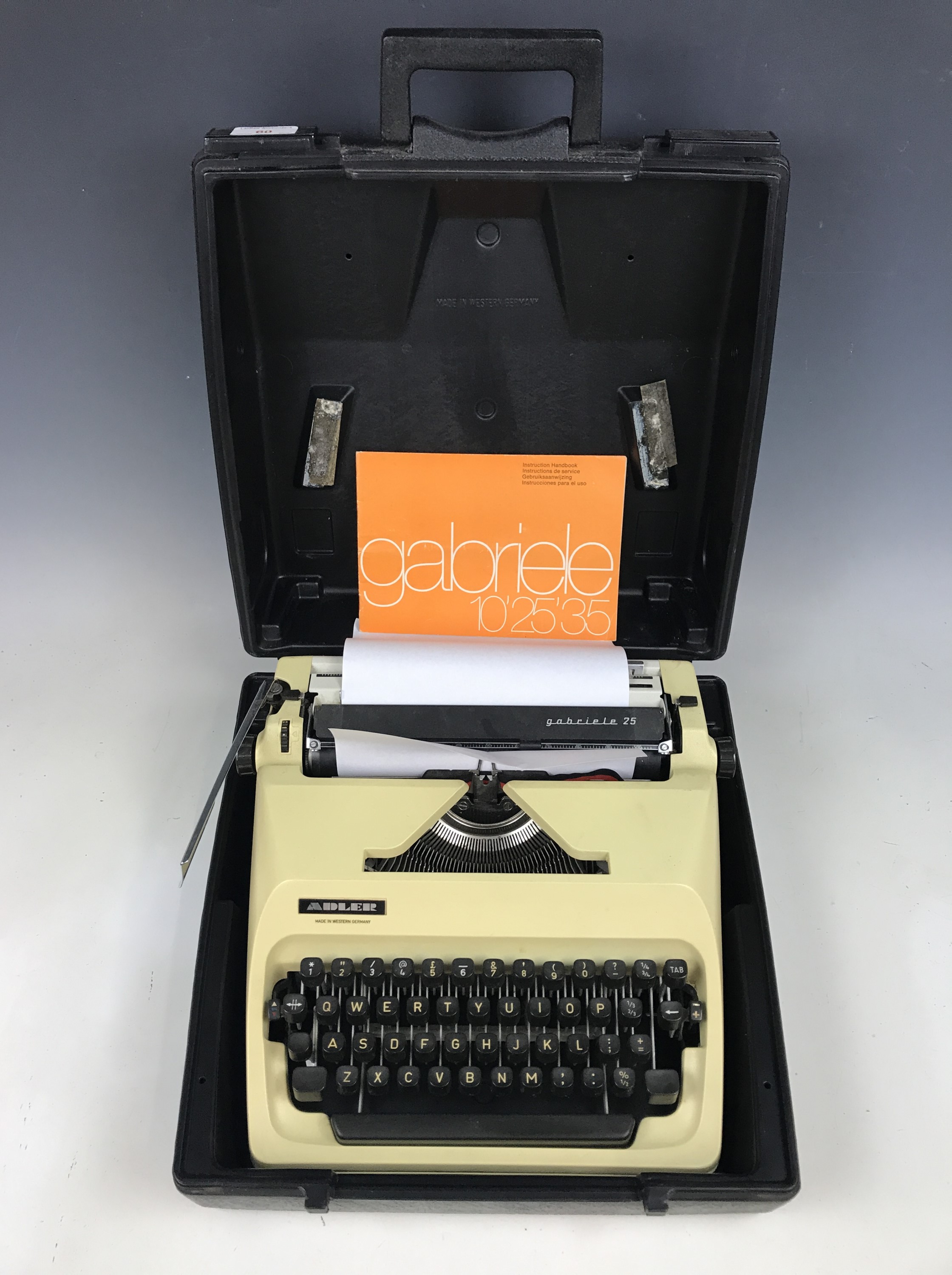 An Adler Gabrielle 25 portable typewriter
