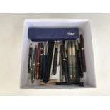 A quantity of vintage fountain pens including Conway Stuart and Harrods